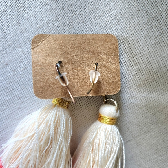 Tassel Earrings - boho layered colorful fringe for pierced ears - Picture 4 of 5